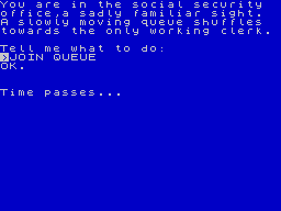 Hampstead (ZX Spectrum) screenshot: Signing on