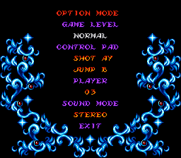 Super Ghouls 'N Ghosts (SNES) screenshot: Options screen
