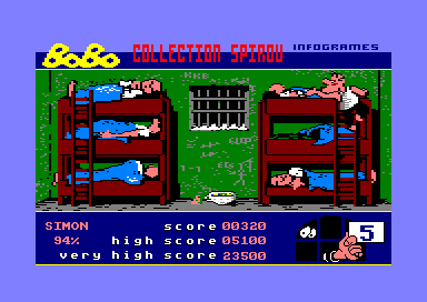 Stir Crazy featuring BoBo (Amstrad CPC) screenshot: Sing a lullabies to your fellow cell mates