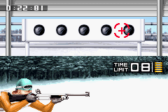 ESPN International Winter Sports 2002 (Game Boy Advance) screenshot: The other part of the Biathlon is the shooting range.