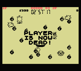 Psycho Pigs UXB (MSX) screenshot: Player is now dead!