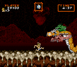 Super Ghouls 'N Ghosts (SNES) screenshot: triple headed dragon boss