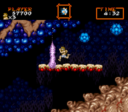 Super Ghouls 'N Ghosts (SNES) screenshot: This level appears to be alive, and this might be organic gas