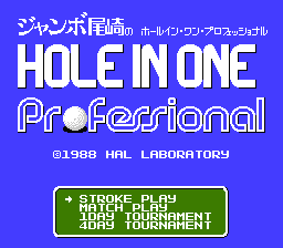Hole in One Professional (NES) screenshot: Play Select screen