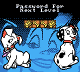Disney's 102 Dalmatians: Puppies to the Rescue (Game Boy Color) screenshot: The password to continue.