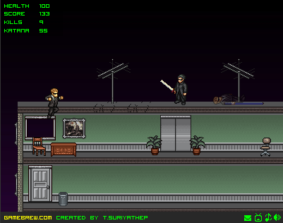 Matrix Rampage (Browser) screenshot: The roof, so what's next?