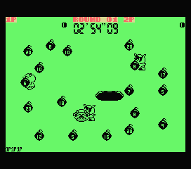 Psycho Pigs UXB (MSX) screenshot: DUCK!