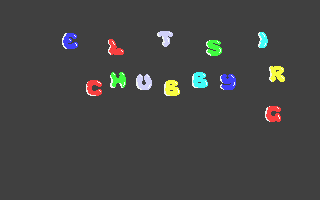 Chubby Gristle (Atari ST) screenshot: The title screen letters form up