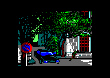 Hostage: Rescue Mission (Amstrad CPC) screenshot: Opening sequence: an unmarked car pulls up...