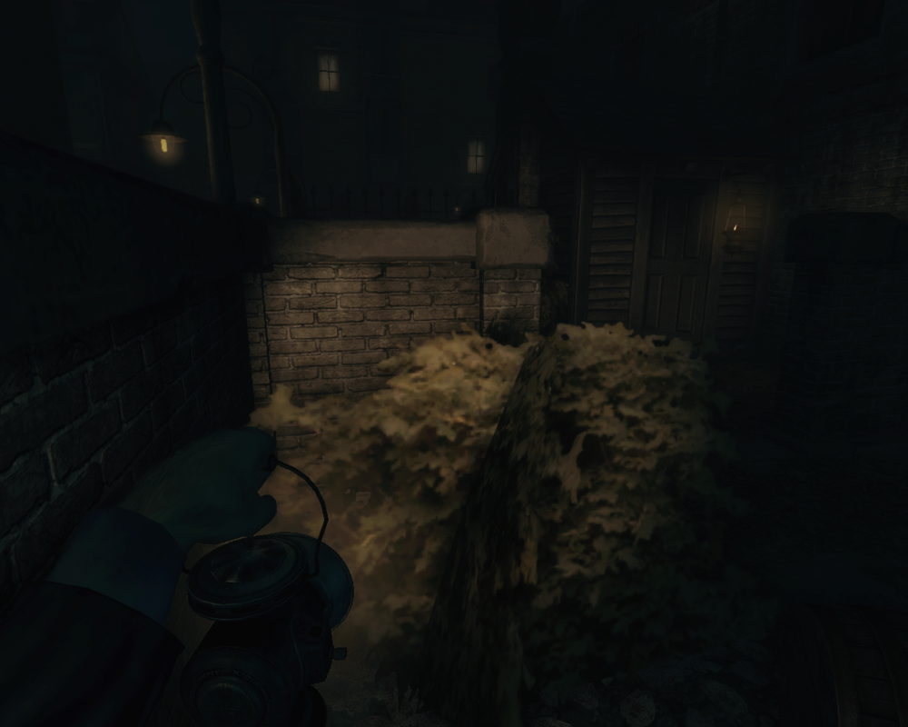 Amnesia: A Machine for Pigs (Windows) screenshot: I just wanted to share this shrubbery. It's a game published in 2013, mind you