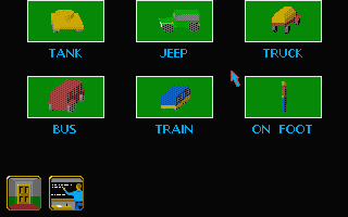 Flames of Freedom (Atari ST) screenshot: Vehicle selection