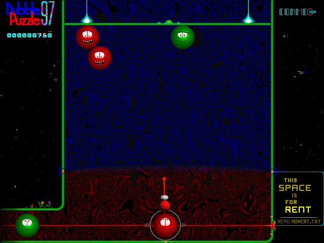 Bubble Puzzle 97 (Windows) screenshot: Level 4 - The coloured balls go ahead in the playing field