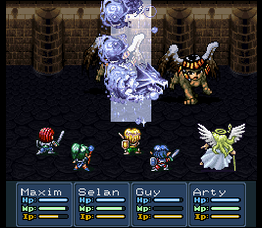 Lufia II: Rise of the Sinistrals (SNES) screenshot: Summoning a dragon
