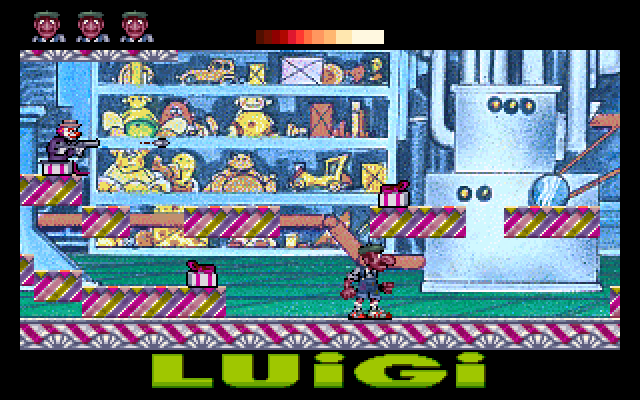 Luigi en Circusland (DOS) screenshot: Starting the first level (The Factory)
