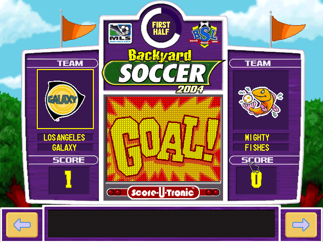 Backyard Soccer 2004 (Windows) screenshot: The scoreboard says how it is.