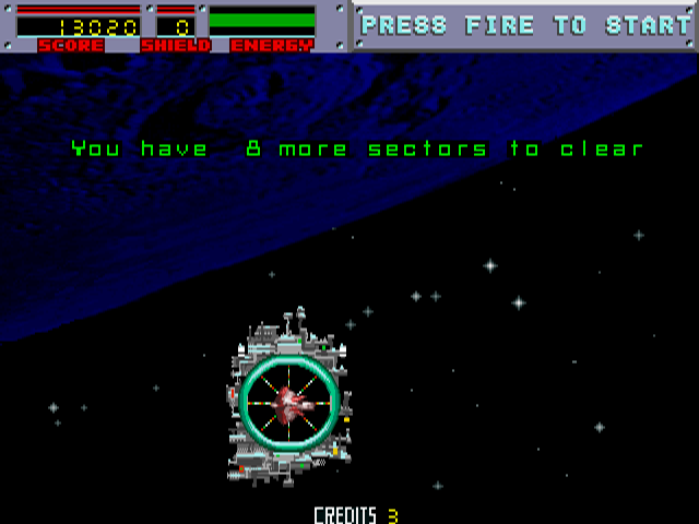Blasteroids (Arcade) screenshot: 8 more to clear the galaxy.