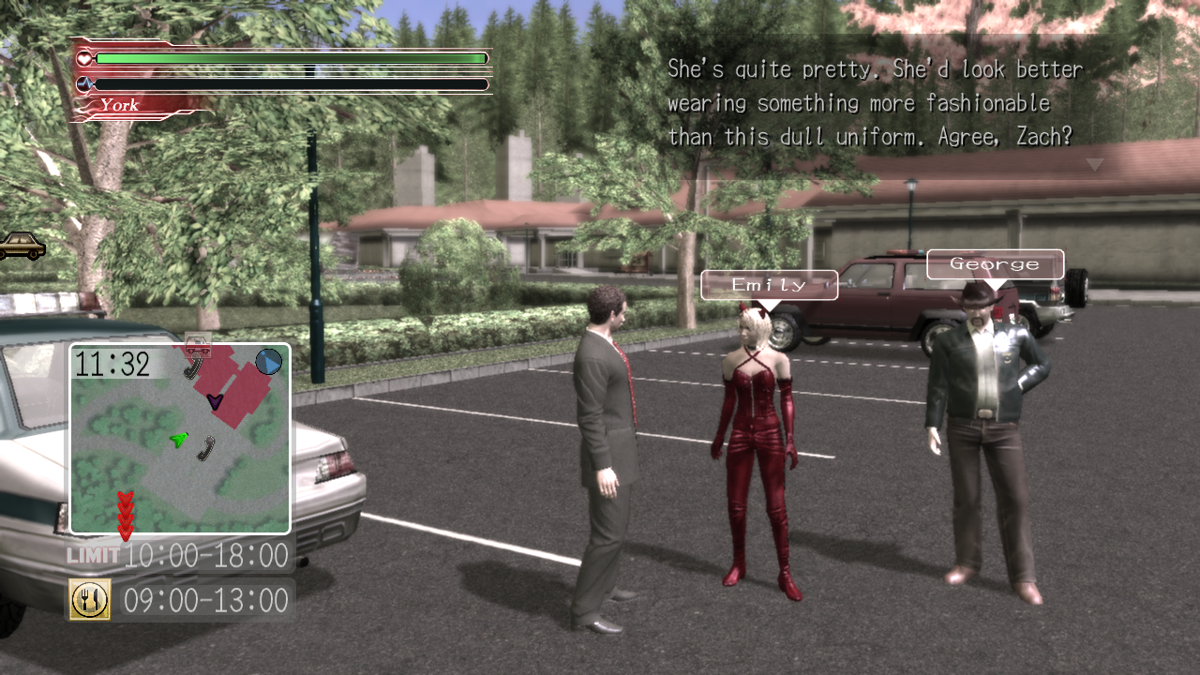 Deadly Premonition: The Director's Cut (Windows) screenshot: Extra - well, Emily, this new uniform certainly suits you!