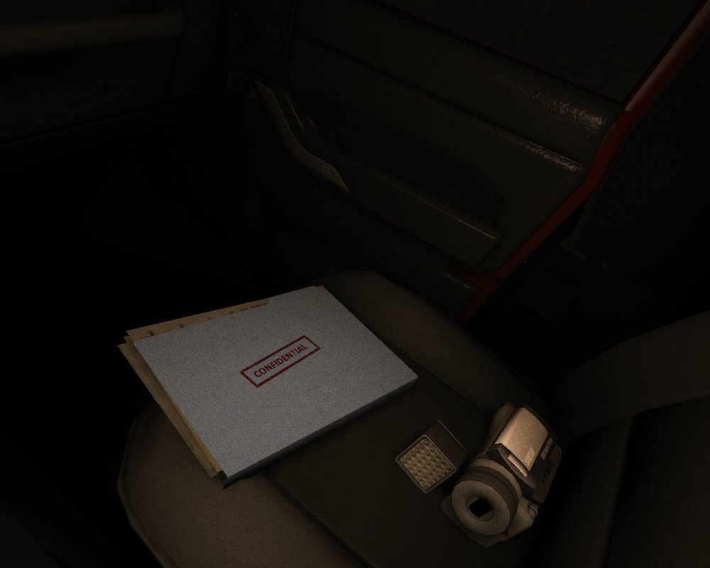 Outlast (Windows) screenshot: Some documents, camera and batteries - that's all what Miles takes with him