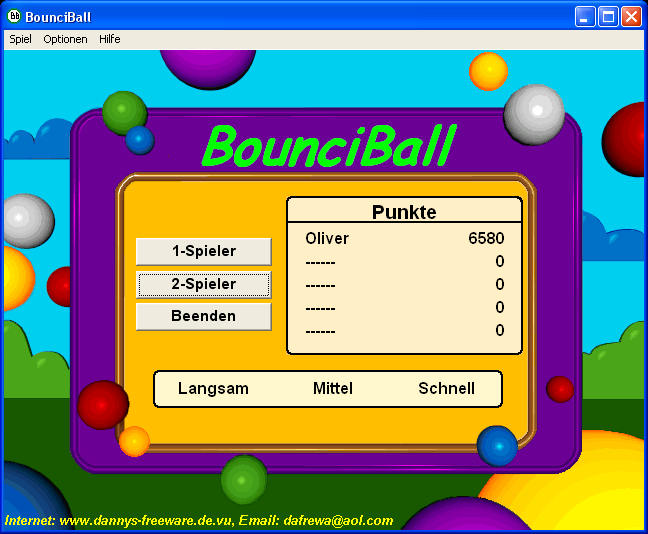 BounciBall (Windows) screenshot: Main menu & Highscore