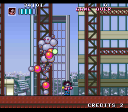 Kaizō Chōjin Shubibinman Zero (SNES) screenshot: -that goes down without much of a fight