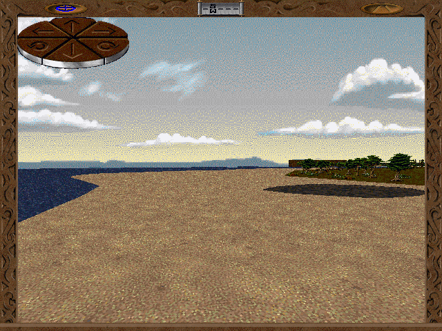 Betrayal in Antara (Windows 3.x) screenshot: Starting location. Note the full-screen view, as opposed to <moby game="betrayal at krondor">Krondor</moby>