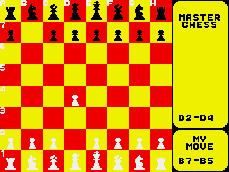 Master Chess (ZX Spectrum) screenshot: The computer chooses the Scicilian Defence