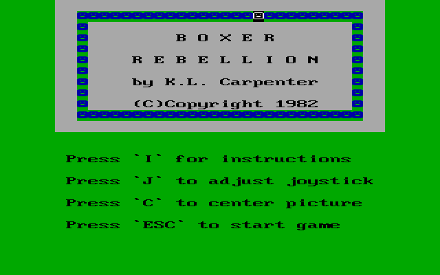 Boxer Rebellion (DOS) screenshot: Title screen.