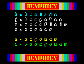 Humphrey (ZX Spectrum) screenshot: Main Menu