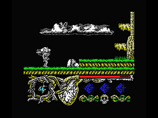 Hundra (MSX) screenshot: Climb the bird nests