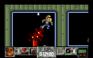 Suburban Commando (DOS) screenshot: Shep Ramsey in action! Kick 'em!