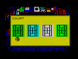 Tie Break (ZX Spectrum) screenshot: The courts all have different play styles