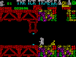 The Ice Temple (ZX Spectrum) screenshot: Levers remove forcefields among other things