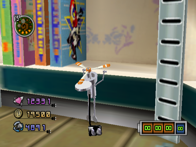Chibi-Robo! Plug into Adventure! (GameCube) screenshot: Hmm... any video games here?