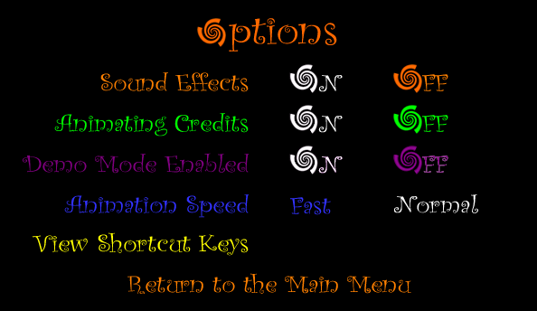 Sega Swirl (Windows) screenshot: Options set.