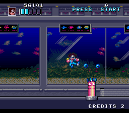 Kaizō Chōjin Shubibinman Zero (SNES) screenshot: But the touch pools seem a bit dangerous