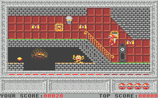 Time Runner (Atari ST) screenshot: Flying across an angled stairway