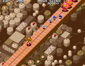 Märchen Maze (Arcade) screenshot: Blast the mushrooms.