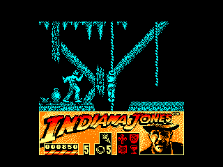 Indiana Jones and the Last Crusade: The Action Game (Amstrad CPC) screenshot: Climbing a rope