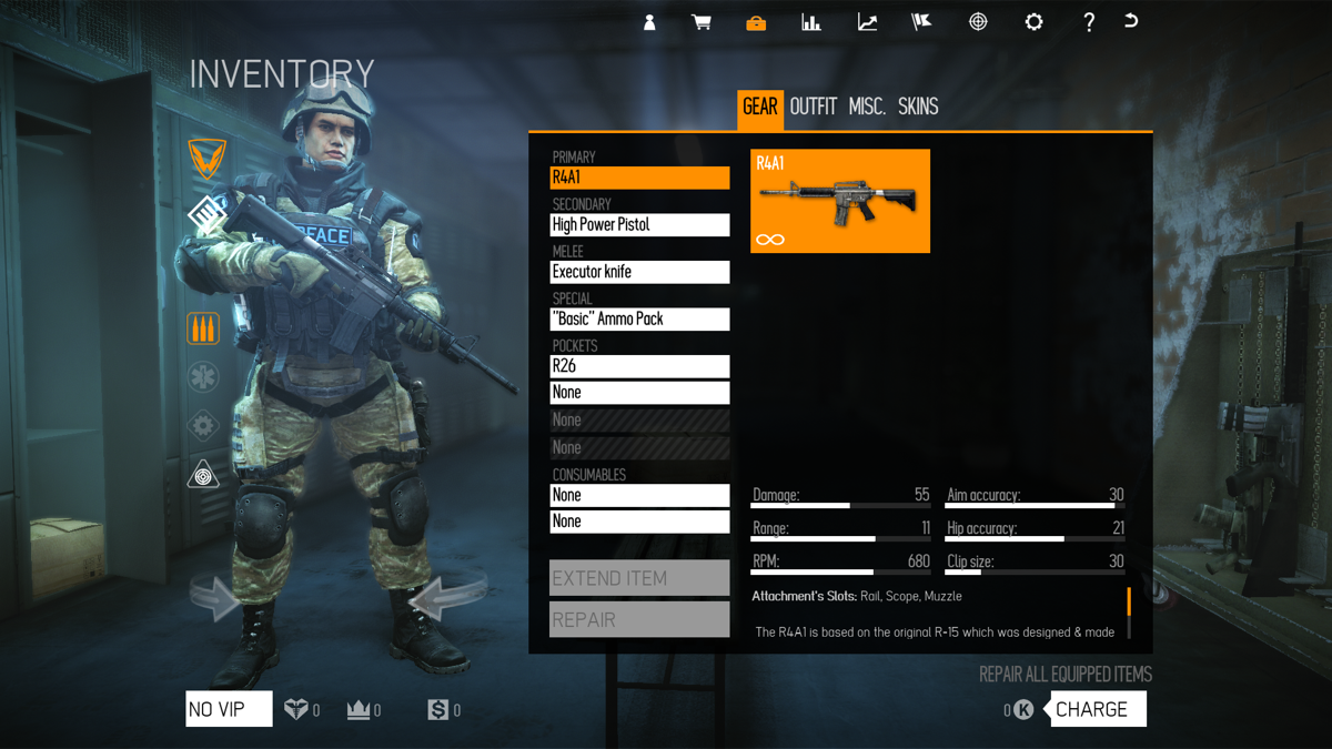 Warface (Windows) screenshot: The inventory