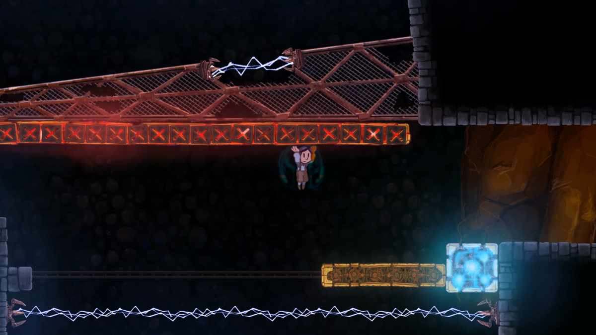 Teslagrad (Windows) screenshot: Here we use charge to avoid deadly currency (demo version)