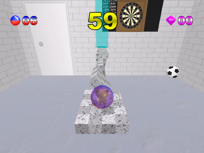 Super Gerball (Windows) screenshot: Easy difficulty: a narrow platform to pass (level 12)