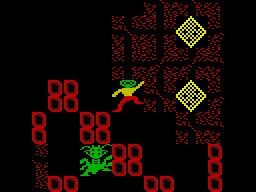 Repton Mania (ZX Spectrum) screenshot: The monsters still have no mercy in Repton 2