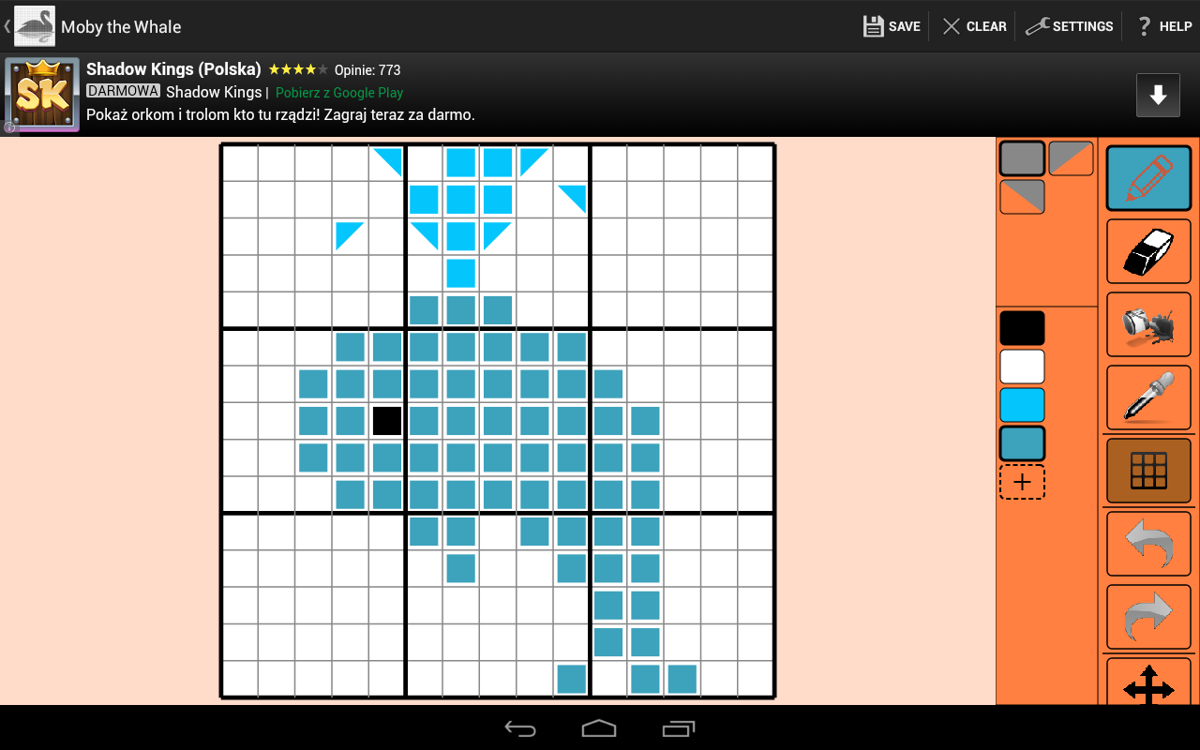 Griddlers Plus (Android) screenshot: Creating a puzzle in the editor.