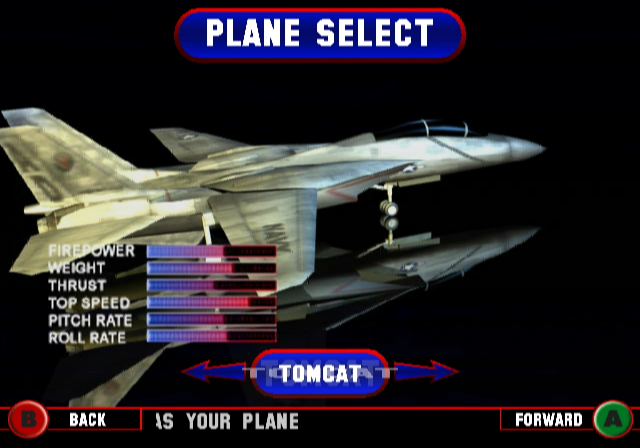 Top Gun: Combat Zones (GameCube) screenshot: Fighter Selection