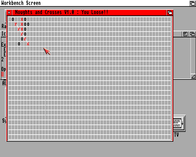 Noughts and Crosses (Amiga) screenshot: Game over again