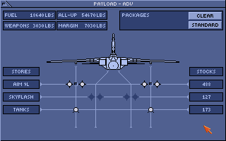 Tornado (Amiga) screenshot: The ADV carries only air-to-air weapons