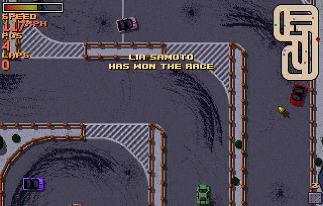 Supercars International (DOS) screenshot: Hard race track