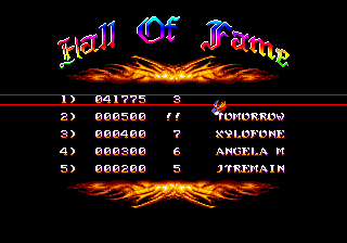 Sword of Sodan (Genesis) screenshot: High scores