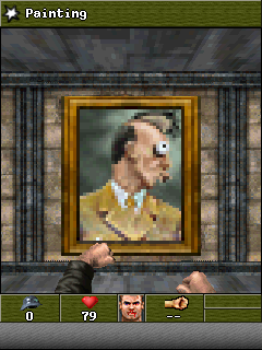 Wolfenstein RPG (J2ME) screenshot: Adolf gets punched.