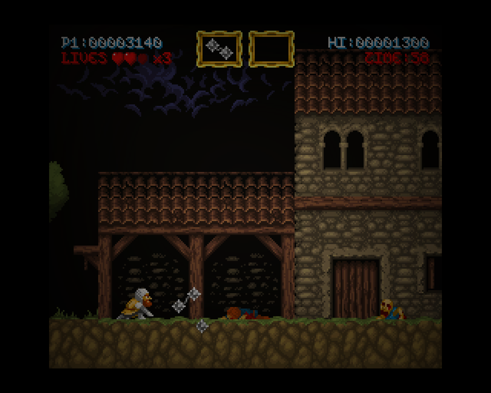 Maldita Castilla (Linux) screenshot: The next area, with a crawling zombie